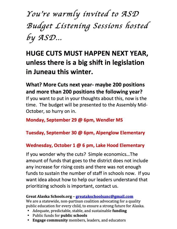 ASD budget listening sessions 2014-15 fraft announcement