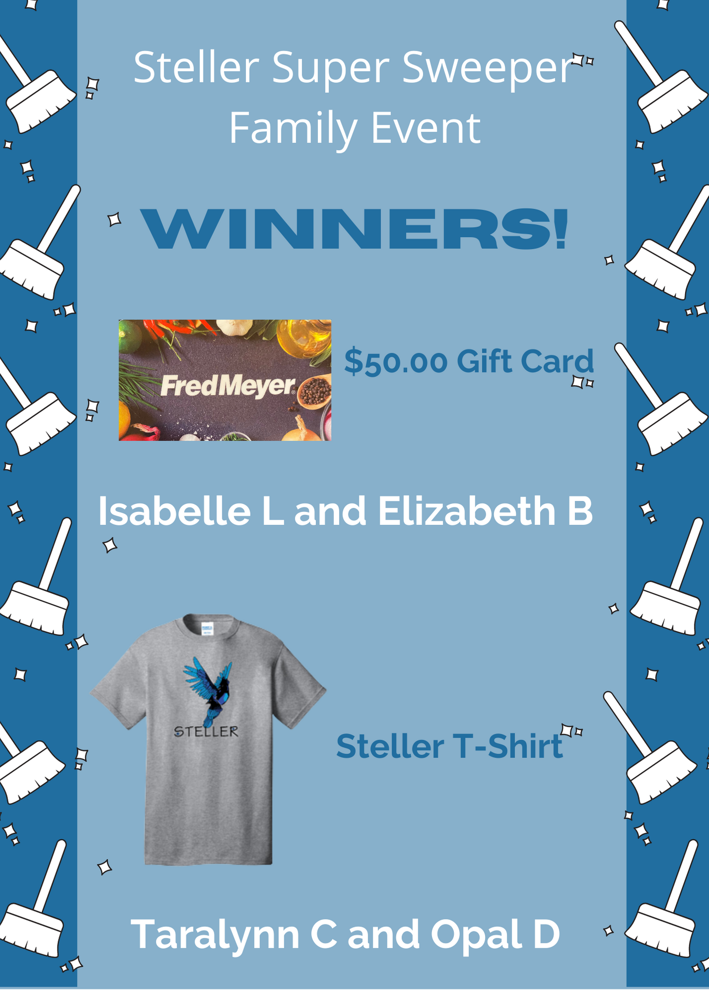 Sweeper Winner Super Sweeper Draw Winners! | Steller Parent Group